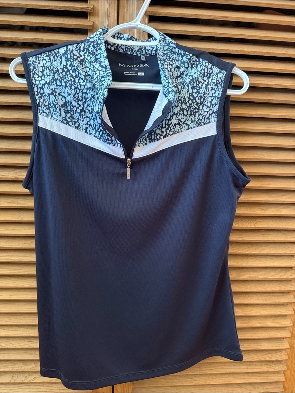 Mimosa Navy Sleeveless Quarter-Zip Tank with Blue Print Yoke